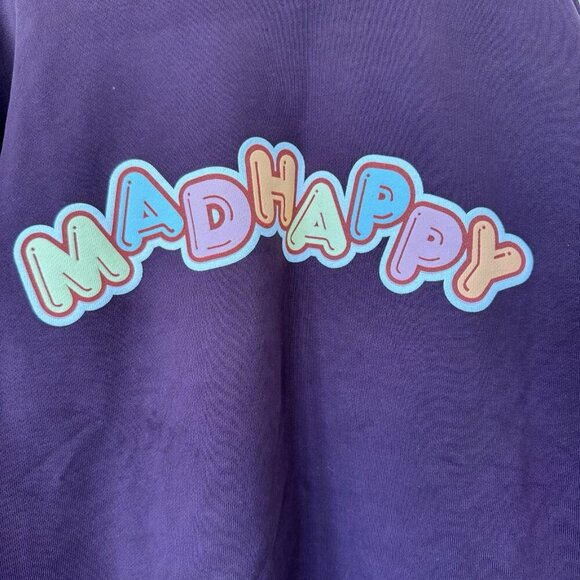 Madhappy Sweatshirt Womens Small Purple Crewneck Bubble Letters Snapchat - Picture 4 of 11